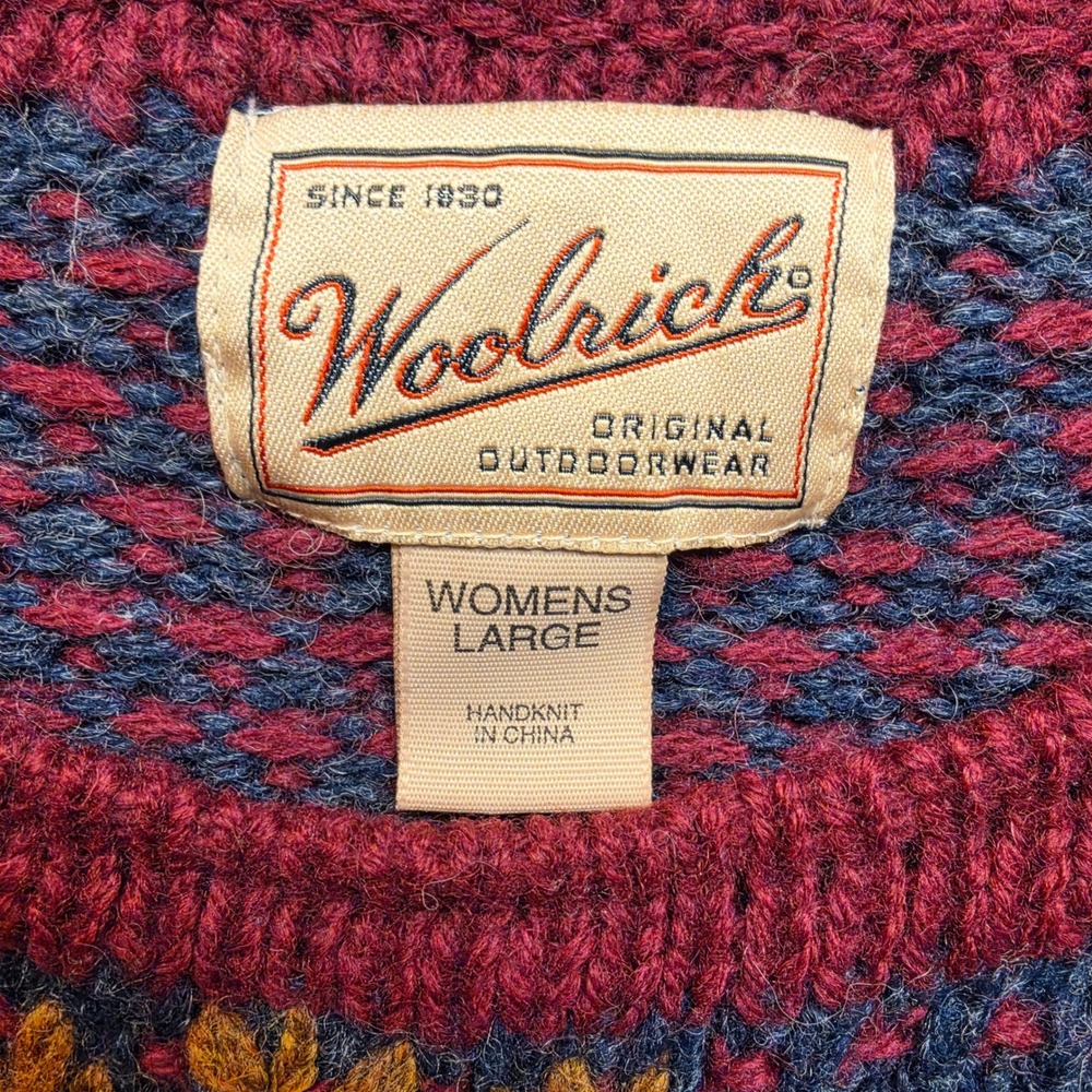 Vintage Woolrich Womens Handknit Floral Embroidered Sweater Large Multicolor - Picture 2 of 6